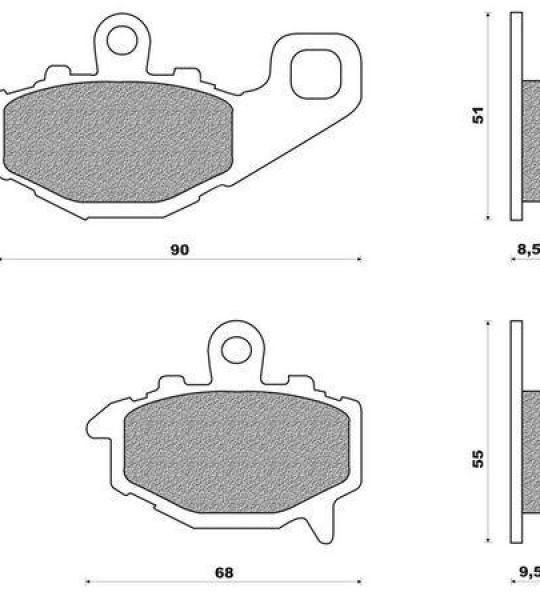 Coppia pasticche posteriore per Kawasaki ZR 400 ZEPHYR, ZRX 400, ZX 6R