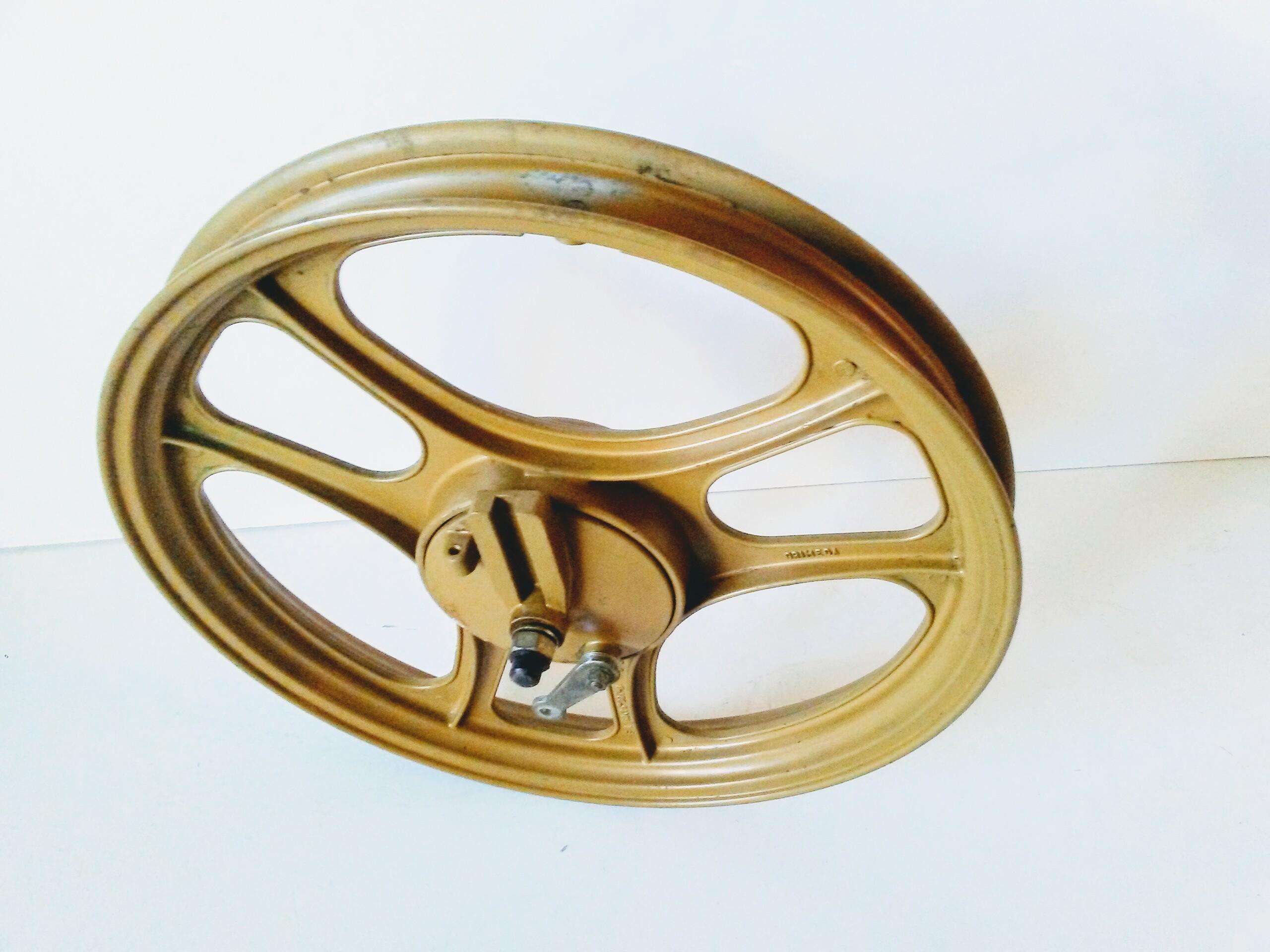 Cerchio Ruota Anteriore ORO Completo di Porta Canasce  per Ciclomotori Tuboni Vari Modelli- Motron-Unimoto-Beta-Malaguti-Garelli